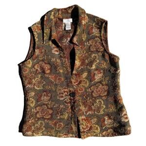 Christopher & Banks Jacquard Floral Vest Y2K